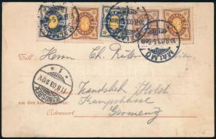 1903 Képeslap 5 db bélyeggel Németországba / Postcard with 5 stamps to Germany