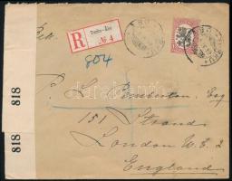 1919 Cenzúrázott ajánlott levél Londonba / Censored registered cover to London