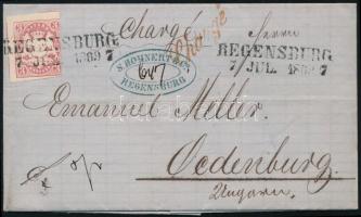 1869 3kr levélen / on cover "REGENSBURG" - Oedenburg