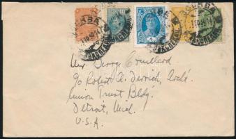 1930 Levél 5 bélyeges bérmentesítéssel az Egyesült Államokba / Cover to the USA