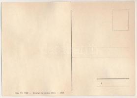 Húsvéti nyúl. Bélyegekből kivágott és összeragasztott képeslap. Budai nyomda / Easter rabbit. Made o...