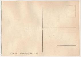 Mikulás. Bélyegekből kivágott és összeragasztott képeslap. Budai nyomda / Saint Nicholas. Made out o...