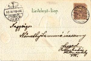 1901 Labdarúgó, focista. Dombornyomott / Football player. Emb. litho s: Heyer (EK)