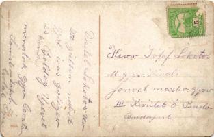 1914 Boldog Újévet! Söröző malacok / New Year greeting art postcard with pigs drinking beer (EB)