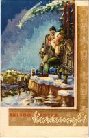 1943 Boldog magyar Karácsonyt! / Hungarian irredenta propaganda, Christmas greeting art postcard s: ...