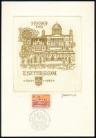 1973 Esztergom emléklap Vertel József aláírásával / souvenir card, signed by József Vertel