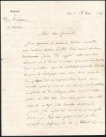 VÉDETT! 1849 Henri Boulay de la Meurthe (1797-1858) francia alelnök kézzel írt, aláírt levele Bem Jó...