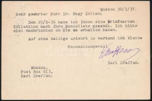 1937 Levelezőlap 4 bélyeggel Csehszlovákiába / Postcard with 4 stamps to Czechoslovakia