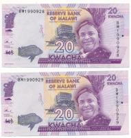 Malawi 2017. 20K (2x) sorszámkövető "BM1990928 - BM1990929" T:UNC
Malawi 2017. 20 Kwacha ...