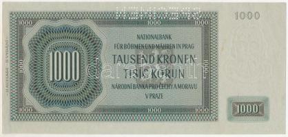 Német Harmadik Birodalom / Cseh-Morva Protektorátus 1942. 1000K "Ab 004559", "SPECIME...