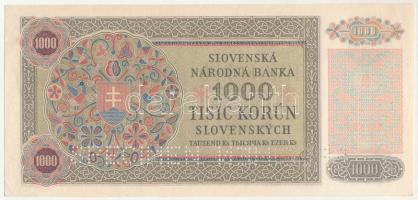 Szlovákia 1940. 1000K "SPECIMEN (MINTA)" perforációval, csehszlovák bélyeggel, "1M1 3...