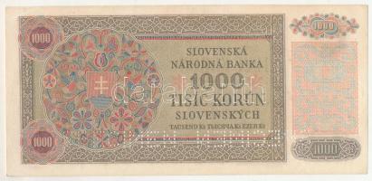 Szlovákia 1940. 1000K "1K6 032240", "SPECIMEN (MINTA)" perforációval T:XF
Slova...