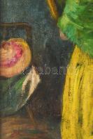 Börtsök Samu (1881-1931): Tükör előtt, 1912. Olaj, vászon. Jelezve balra lent. Restaurált. 70x60 cm....