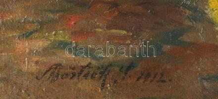 Börtsök Samu (1881-1931): Tükör előtt, 1912. Olaj, vászon. Jelezve balra lent. Restaurált. 70x60 cm....