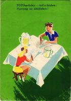 1954 TOTÓszelvény - toll a kézben: nyereség az üdülésben! Totó tippszelvény reklám / Hungarian lotte...