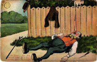 'Im Dusel: Nee Alte...' Serie 415. / German humour art postcard (kopott sarkak / worn corn...