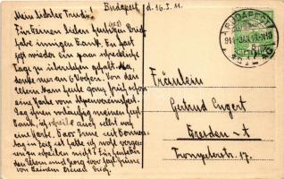 1911 Budapest V. Parlament, Országház télen, villamos, hógolyózó gyerekek (EK)