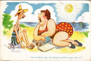 'Azt mondtam, úgy ülj, hogy árnyékot vess rám!!!' / Hungarian fat lady humour at the beach...