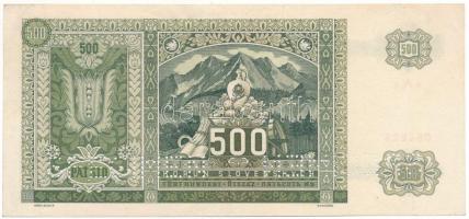 Szlovákia 1941. 500K "4 A h 084222", "SPECIMEN (MINTA)" perforációval és csehszl...