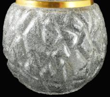 Art deco kraklé bólés edény és kanál, sérült. Tetején belül törés m: 36 cm