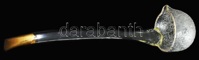 Art deco kraklé bólés edény és kanál, sérült. Tetején belül törés m: 36 cm