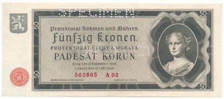 Német Harmadik Birodalom / Cseh-Morva Protektorátus 1940. 50K "A 02 562865", "SPECIME...