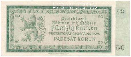 Német Harmadik Birodalom / Cseh-Morva Protektorátus 1940. 50K "A 02 562865", "SPECIME...
