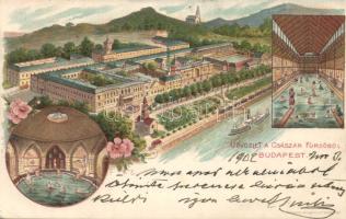 Budapest II. Császár fürdő litho