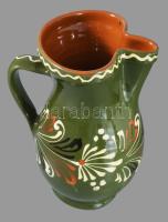 Kancsó, mázas kerámia, kézzel festett, hibátlan XX. sz. 23 cm