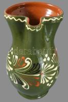 Kancsó, mázas kerámia, kézzel festett, hibátlan XX. sz. 23 cm