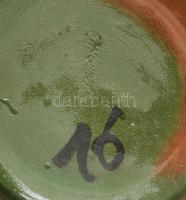Kancsó, mázas kerámia, kézzel festett, hibátlan XX. sz. 23 cm