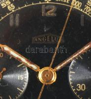 cca 1940-1945 Magyar királyi Légierő pilótaóra. Angelus kronográfos karóra, másodpercmutatós, fekete...