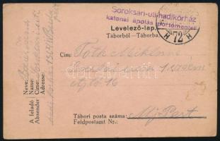 1916 Tábori posta levelezőlap / Field postcard "Soroksári úti hadikórház katonai ápolás portóme...