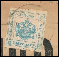 1883 Esztergom és vidéke újságon Hírlapilleték 1kr ausztriai érkezési bélyegzéssel / Newspaper duty ...