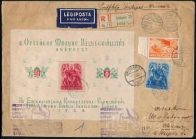 1938 Ajánlott légi levél Budapest-Varsó első légiposta járatról, ORBÉK blokk bérmentesítéssel