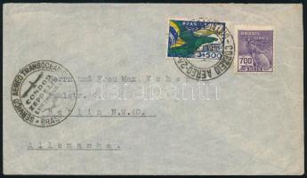 1935 Légi levél Condor Zeppelin járattal továbbítva Németországba / Airmail cover forwarded by the C...