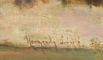 Neogrády László jelzéssel: Libapásztorlány. Olaj, karton. 20x31,5 cm