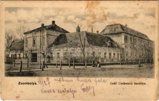1906 Zsombolya, Hatzfeld, Jimbolia; Gróf Csekonics kastélya / castle + "ORSOVA - BUDAPEST 76. S...