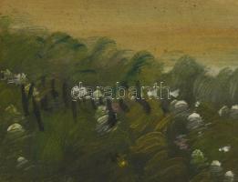Kéthelyi S jelzéssel: Virágos udvar. Olaj, karton. Sérült. 35x50 cm
