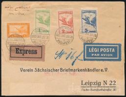 1930 Expressz légi levél 8,4P bérmentesítéssel, "BUDAPEST" - "LEIPZIG" / Express airmail cover "BUDAPEST" - "LEIPZIG"