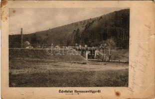 1918 Herencsvölgy, Hrinová; híd, üveggyár / bridge, glassworks, glass factory (szakadás / tear)