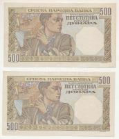 Szerbia 1941. Német megszállás 500D (2x) sorszámkövetők "P.2156 53894252 - P.2156 53894253&quot...