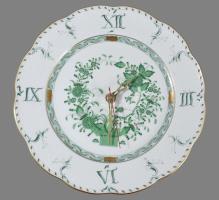 Herendi Indiai kosár mintás porcelán falióra. Kézzel festett, jelzett, hibátlan, óra rész működik, d...