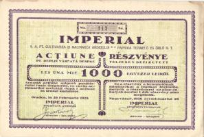 Nagyvárad 1928. Imperial 1000L részvény (2x) T:2