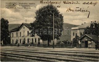 1925 Pelsőc, Pelsőcz, Pelsücz, Plesivec (Gömör); vasútállomás / Nádrazna stanica / Bahnstation / rai...