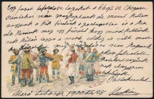 1900 Millenniumi díjjegyes levelezőlap (Huszártoborzó) "MEZŐ-LABORCZ" / 2kr millennial PS-...