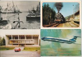 Kb. 63 db MODERN hajó, vasút, repülőgép, autó képeslap / cca. 63 modern ship, train, aircraft, autom...