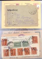 Kb. 100 db főleg osztrák és magyar küldemény, közte levelezőlapok, díjjegyesek, képeslapok gyűrűs le...