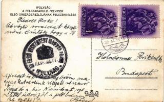 1938 Ipolyság, Sahy; bevonulás, Felvidék első országzászlójának felszentelése / entry of the Hungari...