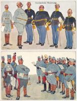 4 db RÉGI humoros osztrák-magyar katonai művészlap / 4 pre-1945 WWI Austro-Hungarian K.u.k. humourou...